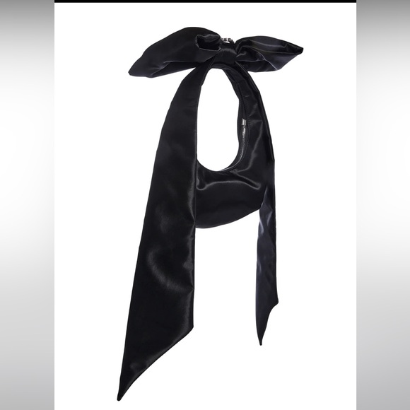 Black Satin Bow Bag Heart - Picture 2 of 9